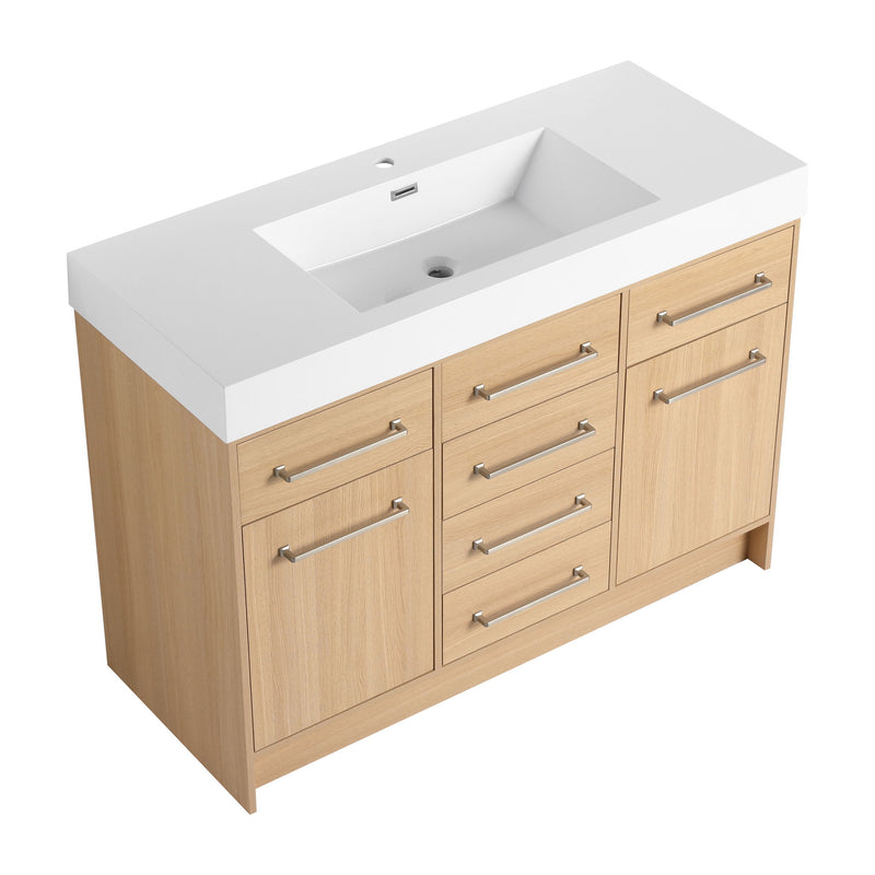 Freestanding Bathroom Vanity With Resin Sink, Soft-Closing Doors And Drawers