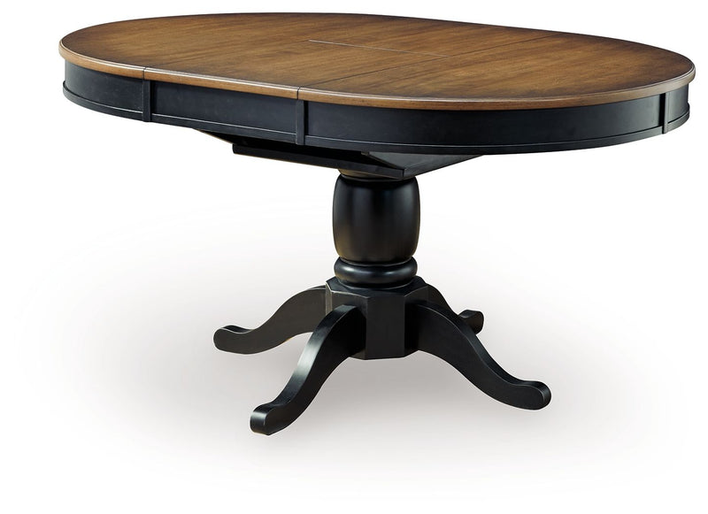 Clorazi - Oval Dining Room Butterfly Extension Table - Black / Brown