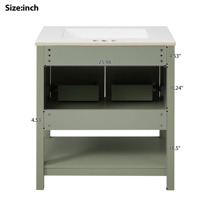 Elegant Bathroom Vanity With Ceramic Sink And Versatile Storage
