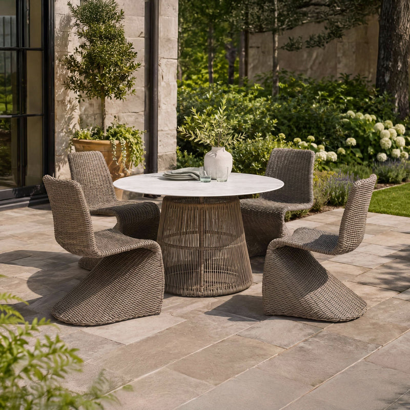 Alesso - 5 Piece Standard Height Dining Set (Round Table And Four Chairs) - Brown