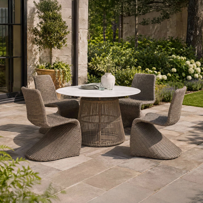 Alesso - 5 Piece Standard Height Dining Set (Round Table And Four Chairs) - Brown