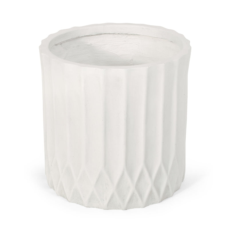 Planter With Subtle Pleated Design - Antique White