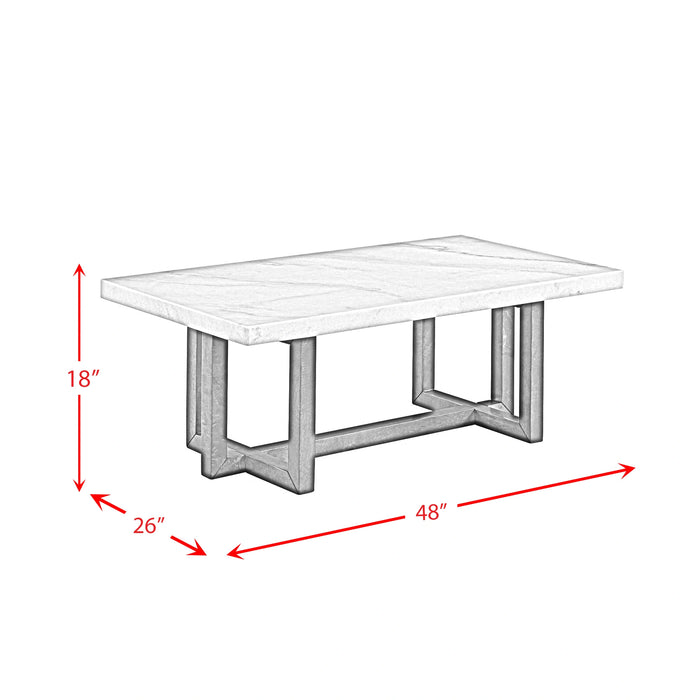 Morris Coffee Table in Espresso W/White Marble Top (3A Packing)