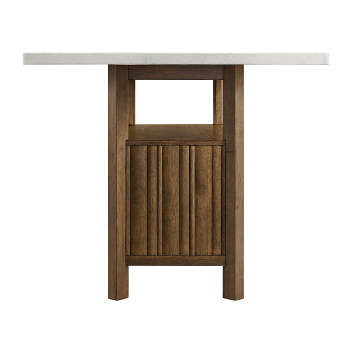 Carmela - Rectangular Counter Table With Marble Top - Brown / White