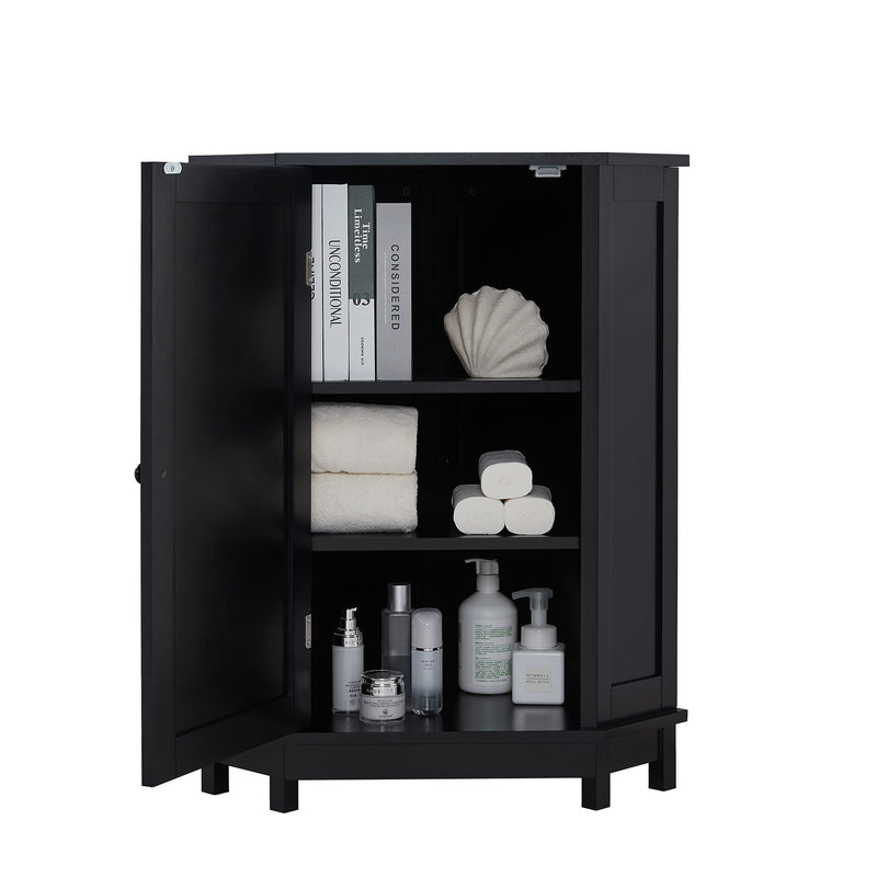Bathroom Cabinet Triangle Corner Storage Cabinet With Adjustable Shelf Modern Style