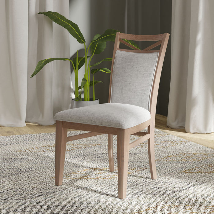 Americana Modern Dining - Round Extendable Dining Table And 4 Upholstered Chairs - Cotton