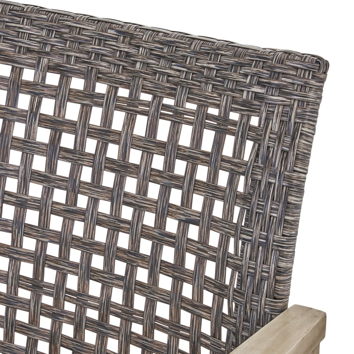 Hampton - Outdoor Wood And Wicker Loveseat - Gray