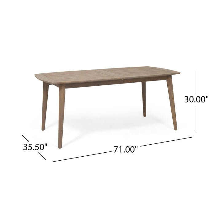 Placidity - Outdoor Expandable Dining Table With Slatted Tabletop And Tapered Legs