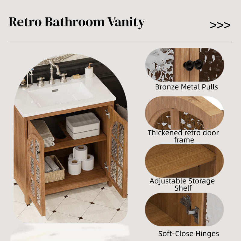 Vintage Farmhouse Bathroom Vanity With Ceramic Sink