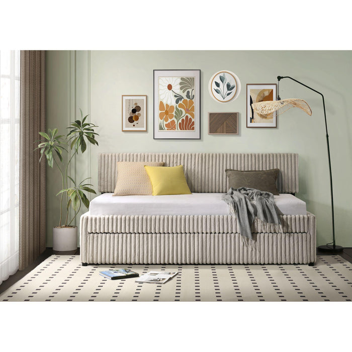 Arden - Twin Daybed With Trundle - Corduroy Beige