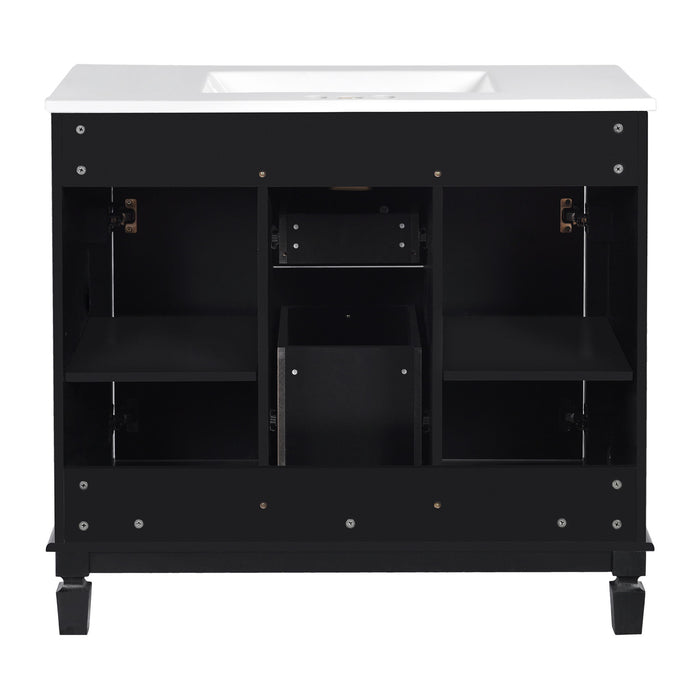 Bathroom Vanity With Top Sink, Basin On Cabinet With 2 Soft Closing Doors And 2 Drawers