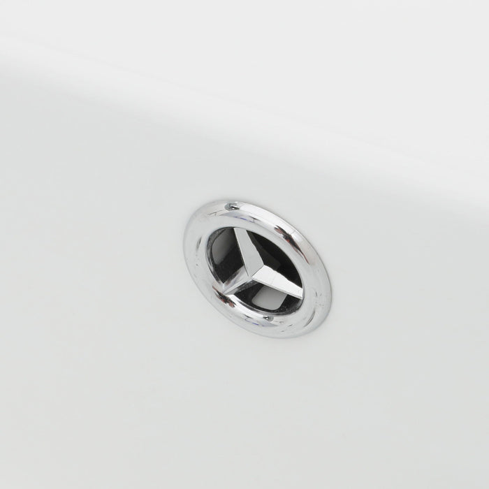 Wall Mounted Rectangular Bathroom Sink With 304 Stainless Steel Towel Bar & Overflow - White