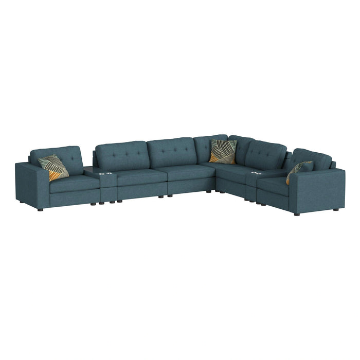 Options One 9PC Living Room Set in Palmer Plus Teal