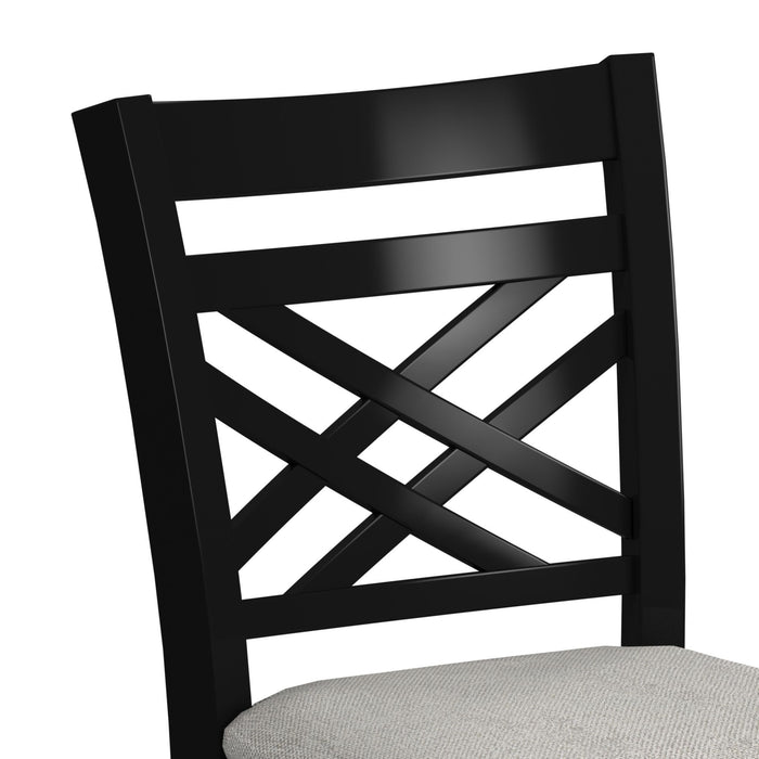 Brooks - 5 Piece Counter Set With Table And 4 Upholstered Seat & Wood Back Chairs - Medium Brown & Black