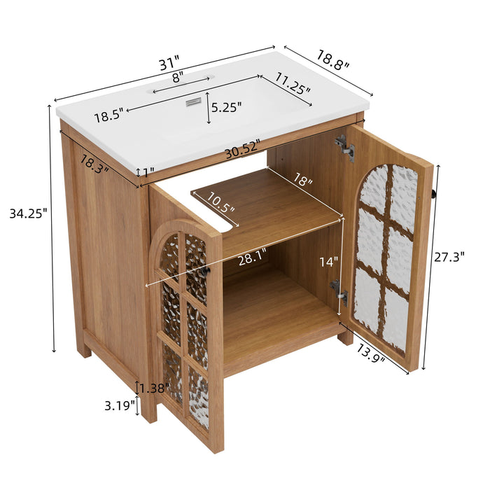 Vintage Farmhouse Bathroom Vanity With Ceramic Sink