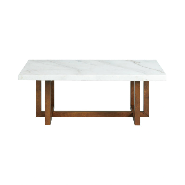 Morris Coffee Table in Espresso W/White Marble Top (3A Packing)