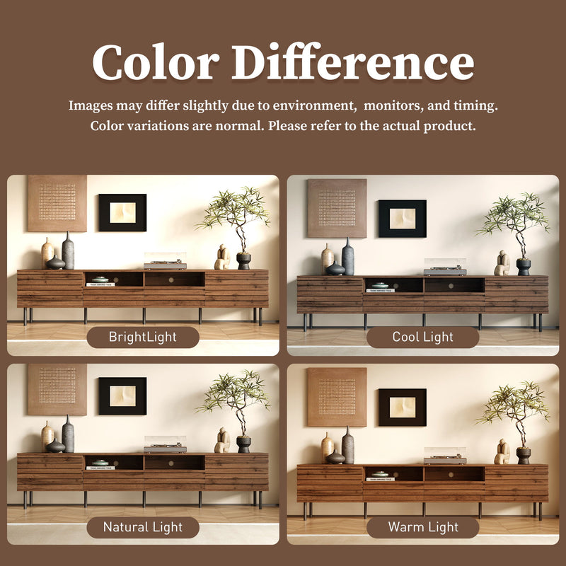 TV Stand For TVs Up To 85" With Closed Storage, Soft Closing Hinges - Walnut