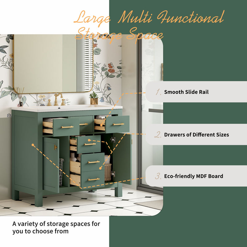 Bathroom Vanity With Sink Combo Set, Modern Bathroom Cabinet With 4 Drawers