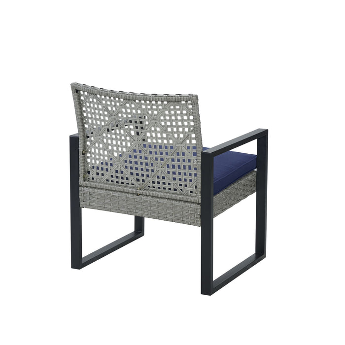 4 Piece Patio Furniture Set With Acacia Wood Table Top And Cushions