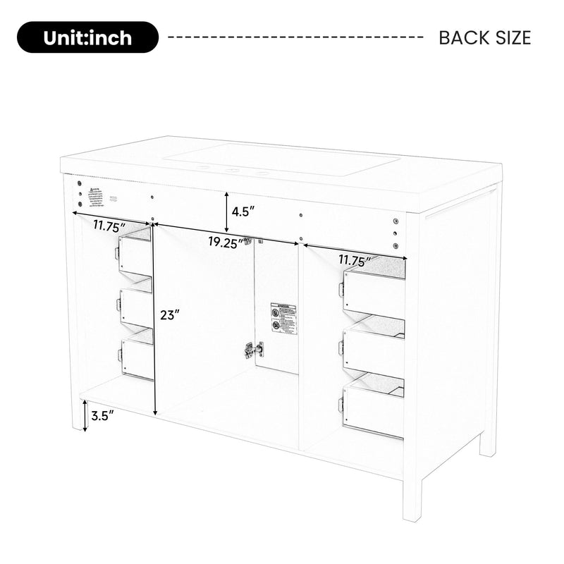 Bathroom Vanity With Sink, 2 Doors 8 Drawers, Soft Close System, Classic Design