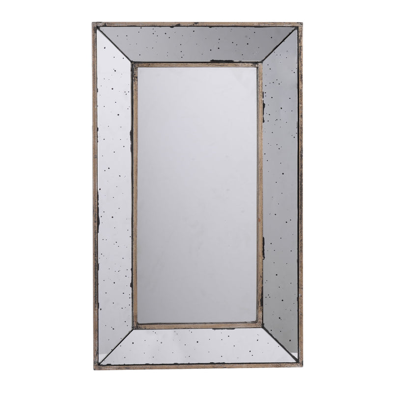 Distressed Accent Mirror, Traditional Style Framed Wall Mirror For Living Room