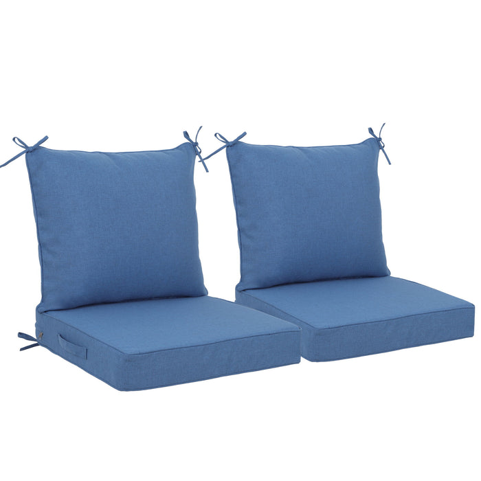 Outdoor Deep Seat Cushion Set Waterproof Fade Resistant Patio Furniture Cushions, Removable Covers, Adjustable Straps & Handles - Navy Blue