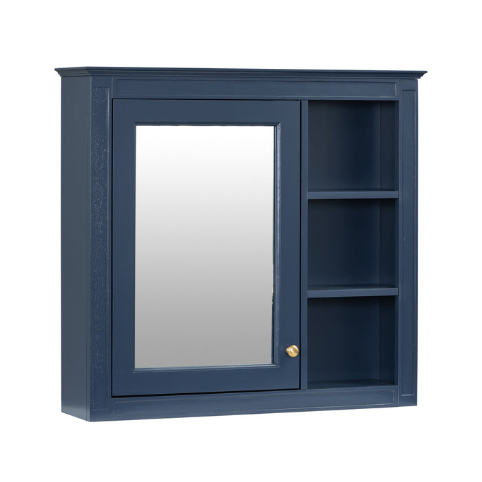 Bathroom Vanity With Top Sink, 2 Doors And 3 Drawers, Freestanding Set With Mirror Cabinet