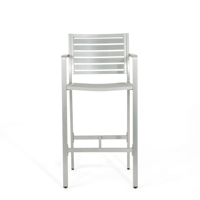 Outdoor Aluminum Rust Proof Barstools (Set of 2) - Silver