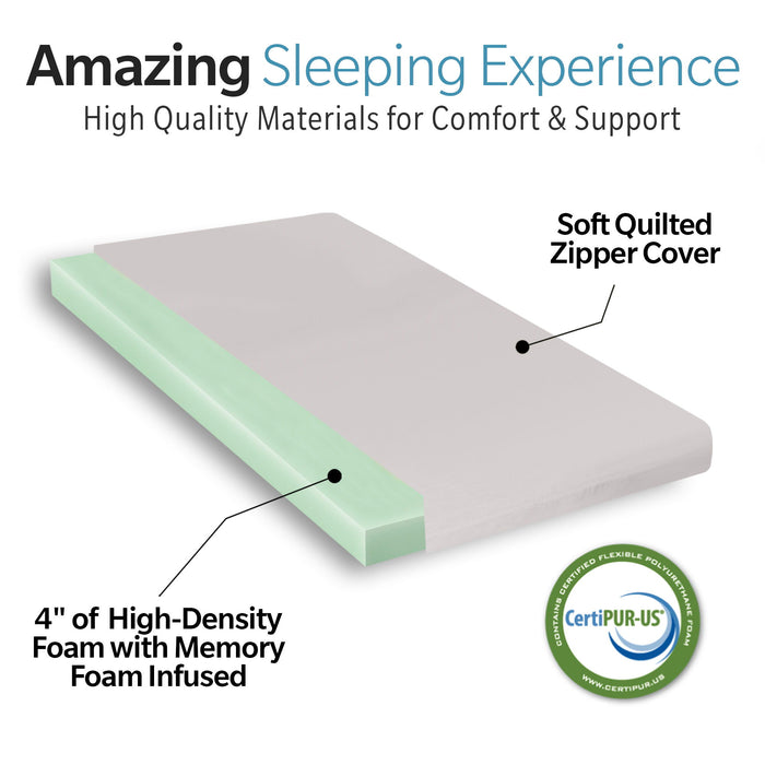 Memory Foam Camping Mattress, Portable Comfort With Water Resistant Cover