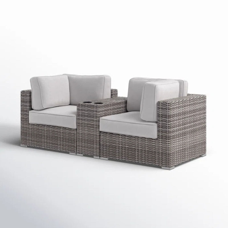 Handcrafted Outdoor Loveseat With Wicker Seating