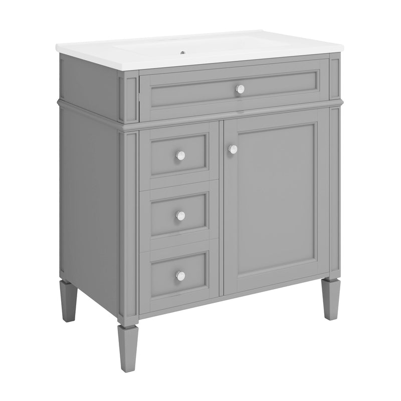 Bathroom Vanity With Top Sink, Storage Cabinet With 2 Drawers, Tip Out Drawer