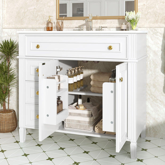 Bathroom Vanity With Sink, 3 Drawers & 2 Soft-Close Doors