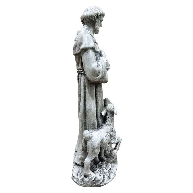 Magnesium Oxide Saint Statue With Lamb Weatherproof Religious Sculpture Garden Church Decor Ornament