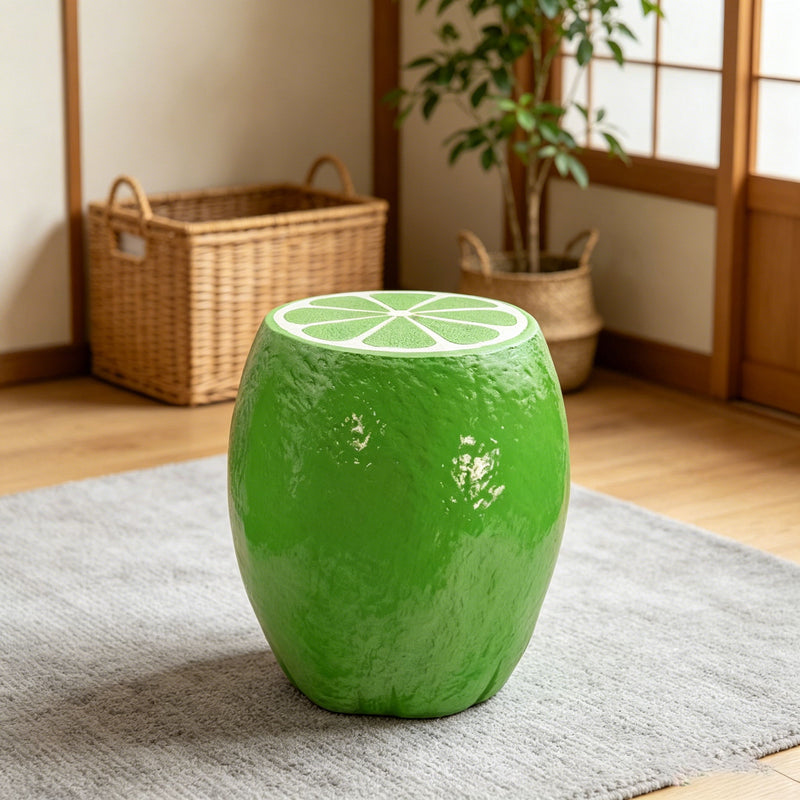 Novelty Lime Stool, Fruit Shaped Plant Stand & End Table, Accent Furniture For Home Garden Decoration - Green