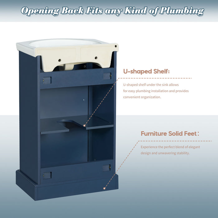20" Bathroom Vanity With Bulged Sink, Freestanding Single Vanity Set, Soft Close Door