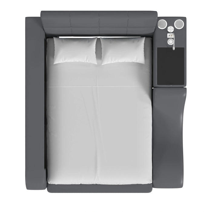 Valari Nightstand with Electronic Features in Grey PU