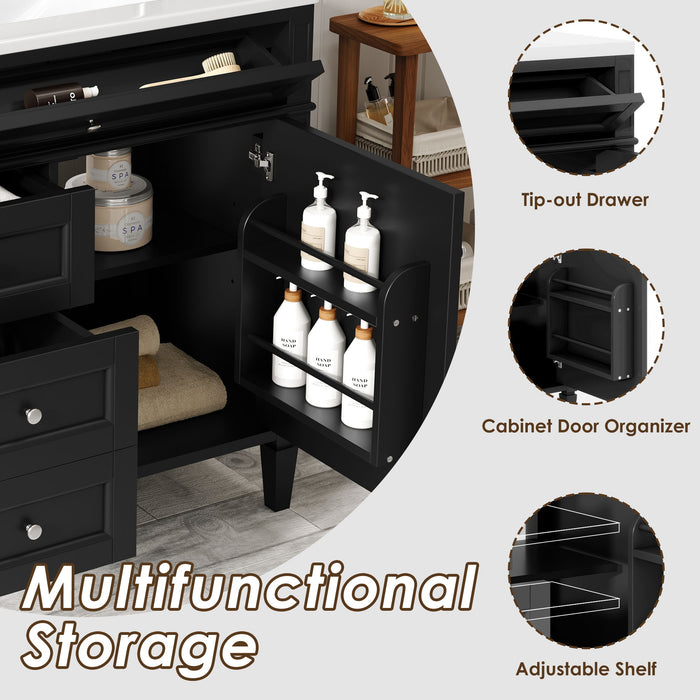 Bathroom Vanity With Top Sink, 2 Drawers And Tip Out Drawer