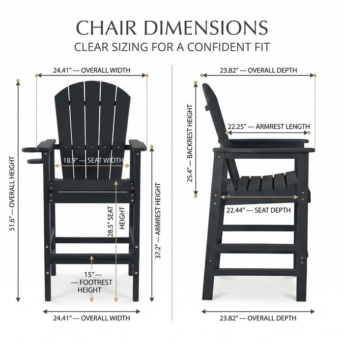 Bar Height Adirondack Chair With Cup Holder And Armrests