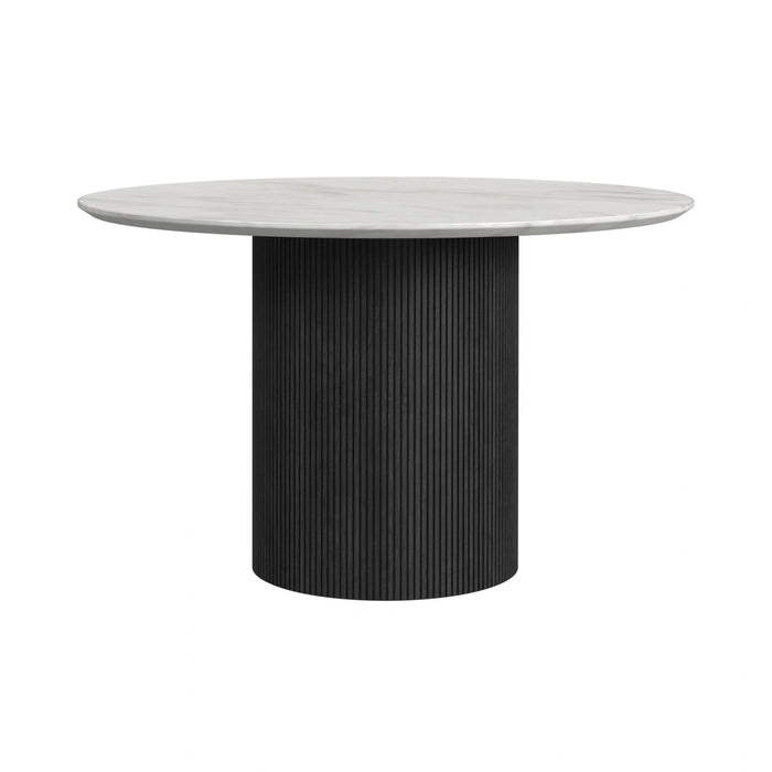 Sylvie Round Dining Table with White Faux Marble Top