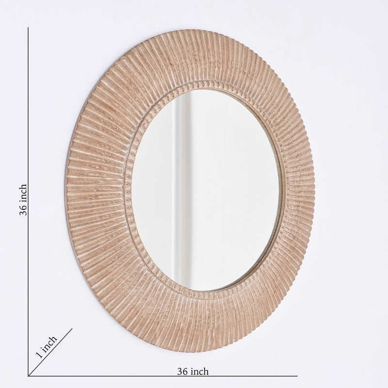 Handcarved Decorative Hanging Wall Mirror - Antique Brown / White