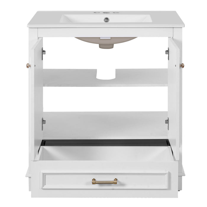 Bathroom Vanity With Sink, Cabinet & 2 Soft Closing Doors & Adjustable Shelf