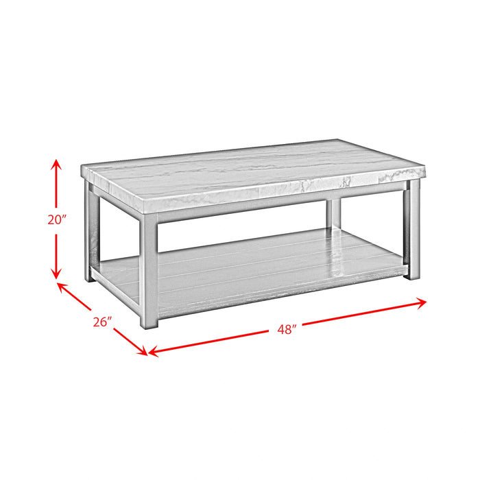 Marcello w/ White Top - Rectangular Coffee Table W/Casters