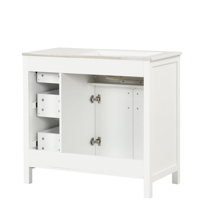 Modern Bathroom Vanity With Sink Top, 2 Doors And 3 Drawers