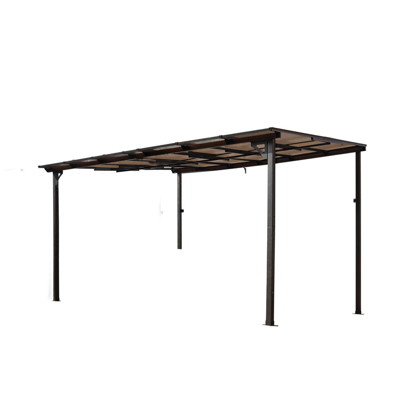 Wall Mounted Outdoor Pergola Gazebo, Heavy Duty Metal Awning With Roof