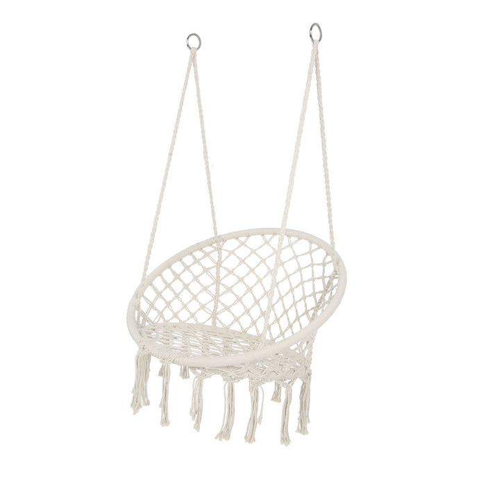 Macrame Hanging Hammock Chair, Rope Swing For Indoor And Outdoor Use