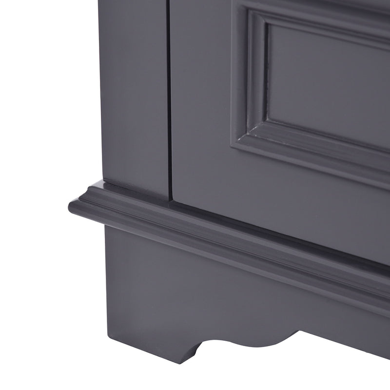 Bathroom Vanity With Ceramic Sink Combo, Modern Freestanding Storage Cabinet With Silver Handles