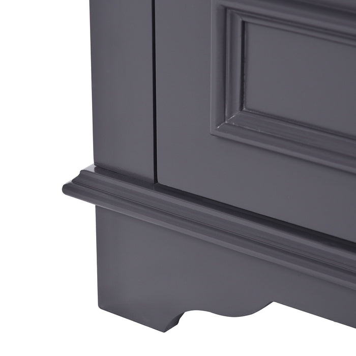 Bathroom Vanity With Ceramic Sink Combo, Modern Freestanding Storage Cabinet With Silver Handles