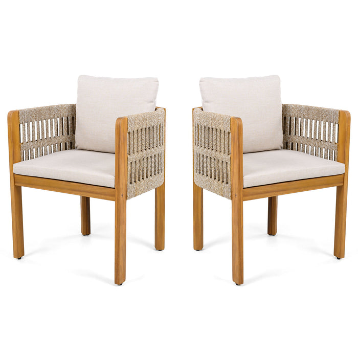 Outdoor Dining Chairs With Mix Rope Handles (Set of 2)
