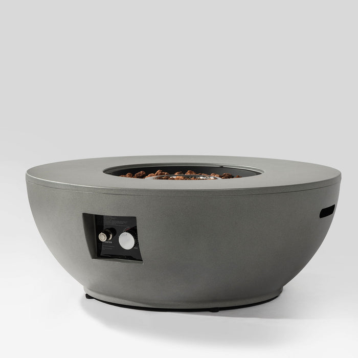 Propane Gas Fire Pit Table, 50000 Btu, Round With Tank Holder For Outside - Gray