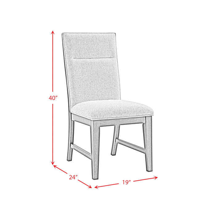 Axel 5PC Standard Height Dining Set in Espresso-Round Table and Four Light Grey Fabric Chairs